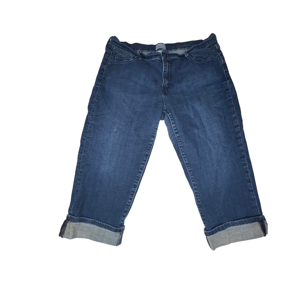 Levi's 515 Capri Jeans Size 14 Blue Cuffed Stretch Denim